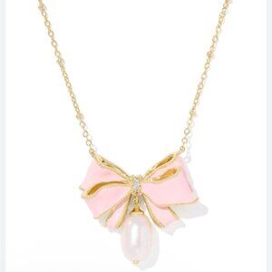 Kendra Scott x love shack fancy Pink Bow Necklace with Pearl Charm new